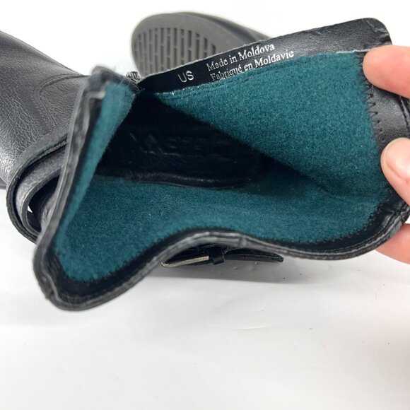 Sz 9 The Flexx Black Leather Buckle Zip Up Felt Lined Wedge Ankle Boot Bootie - Picture 12 of 15